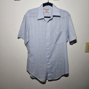 Sears Men's Sky Blue Checkered Button-Down Shirt